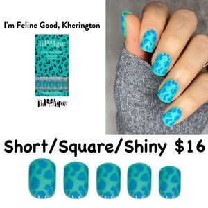 Red Aspen Blue Leopard Print Nail Dashes